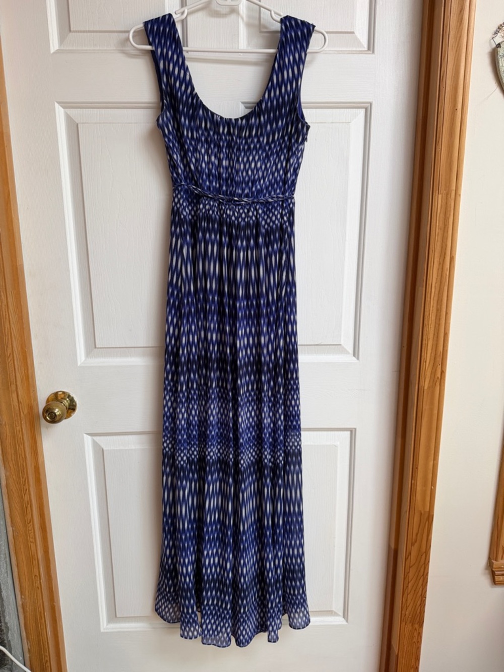 Calvin Klein Navy and White Geometric Maxi Dress